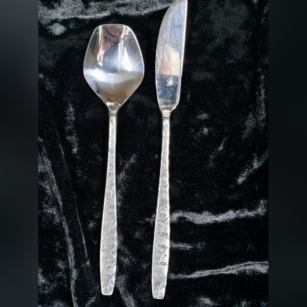 Vintage Epic Japan Stainless Steel Flatware Sugar Spoon & Flat Butter Knife